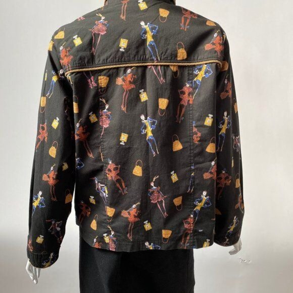 Vanity Collection XL Black Button-Up Jacket With Vibrant Fashion Print - Picture 11 of 14